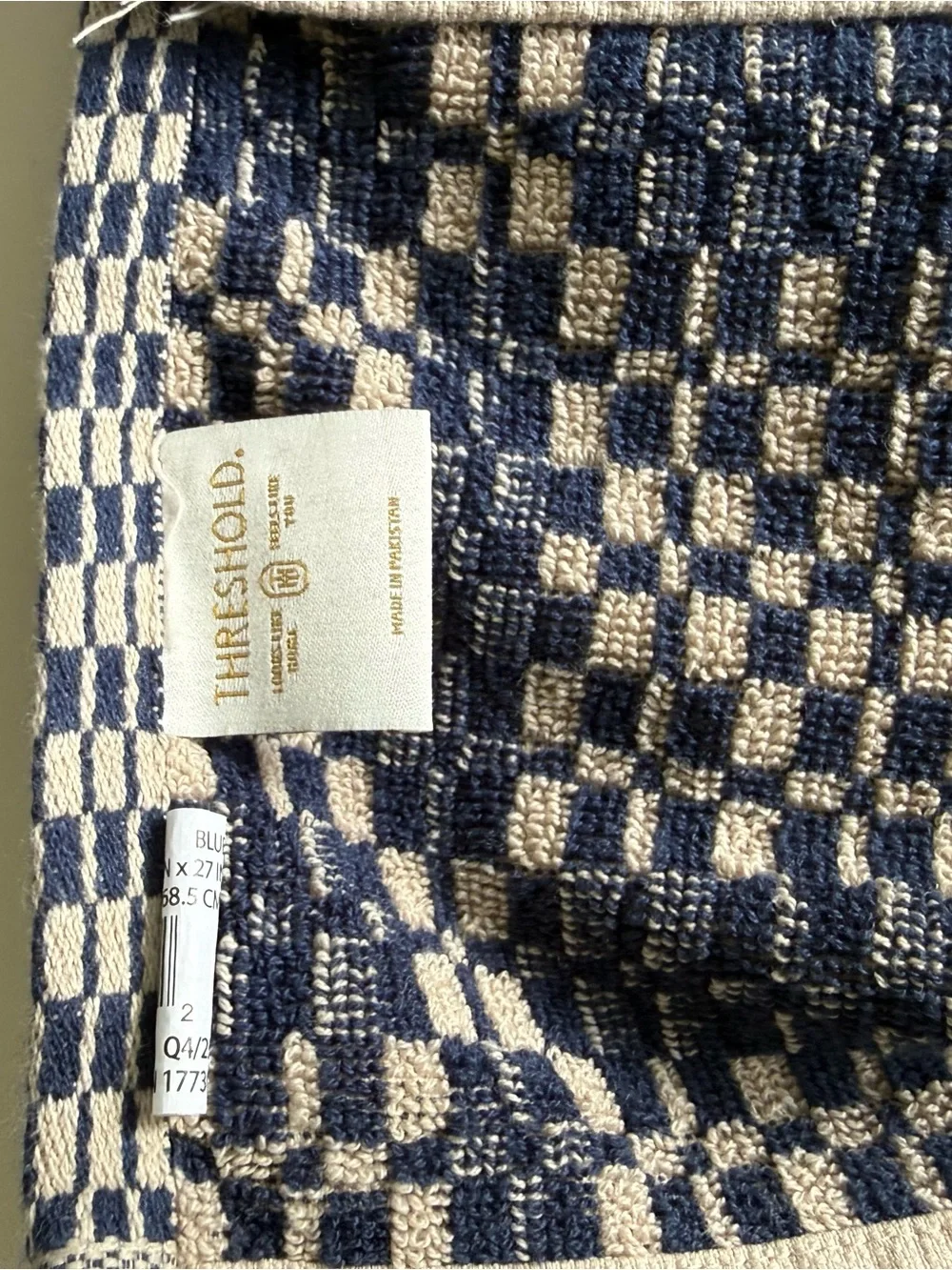 Threshold Navy Plaid Shower Curtain with Fringe